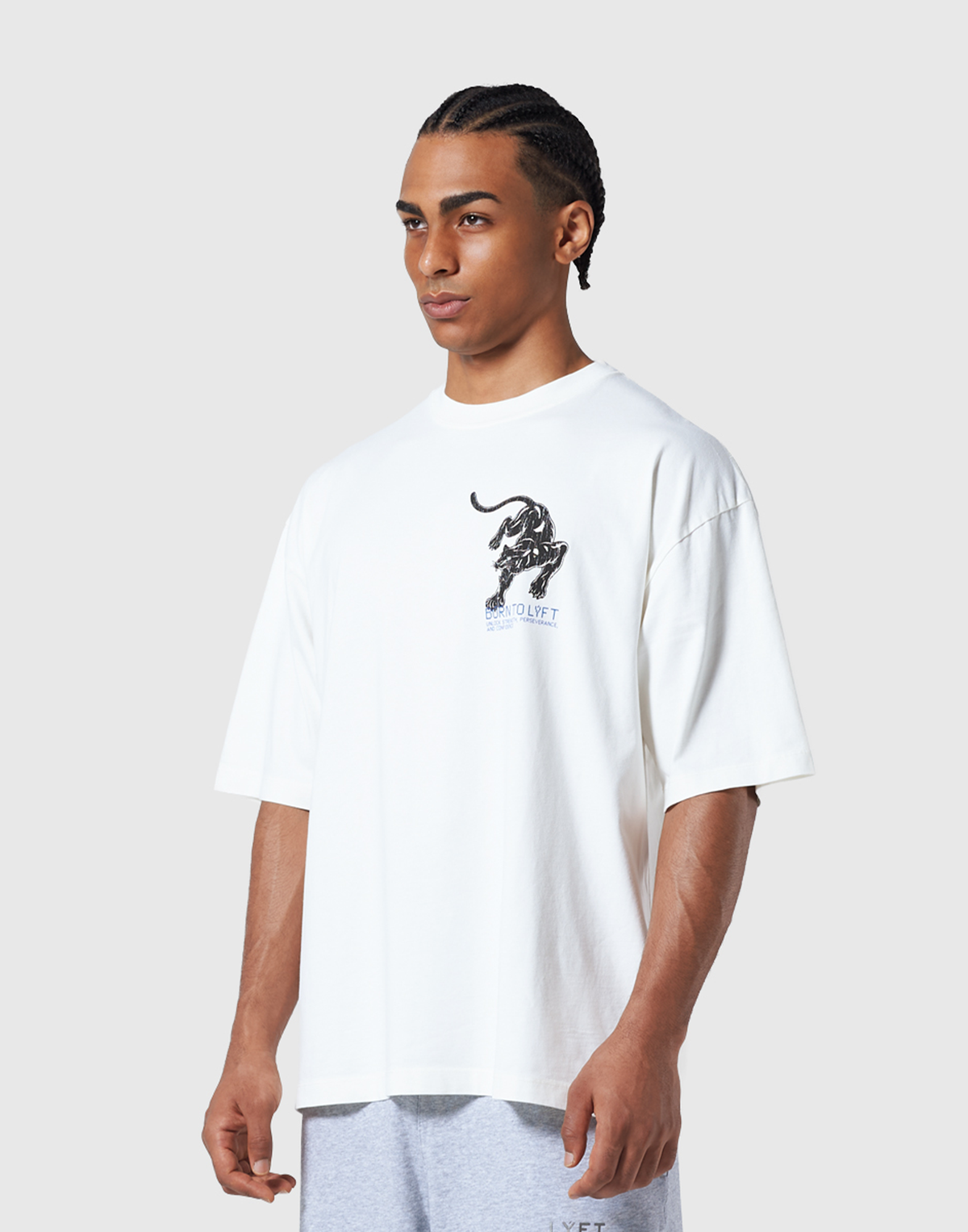 One Point Panther Vintage Big T-Shirt - Ivory