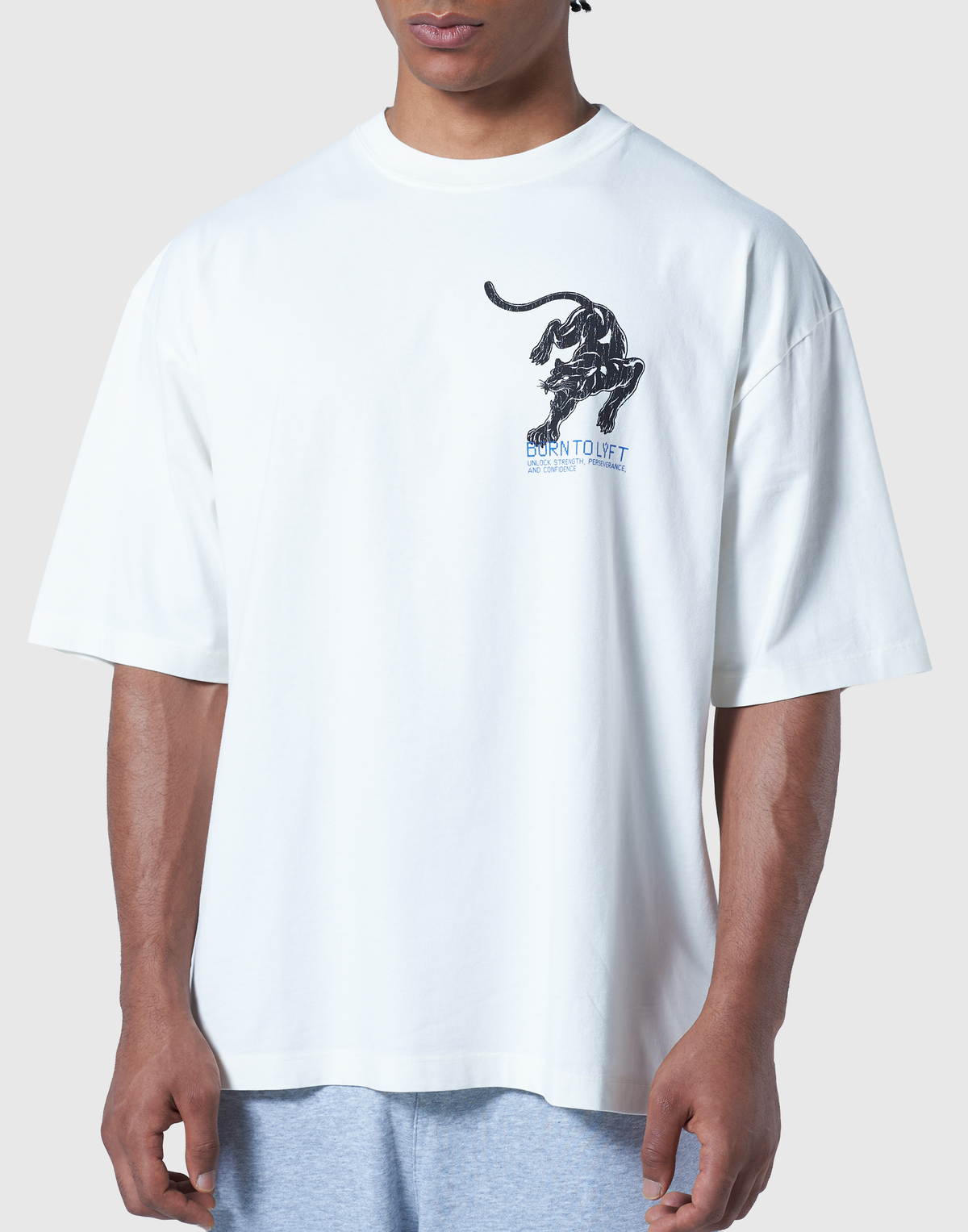 One Point Panther Vintage Big T-Shirt - Ivory