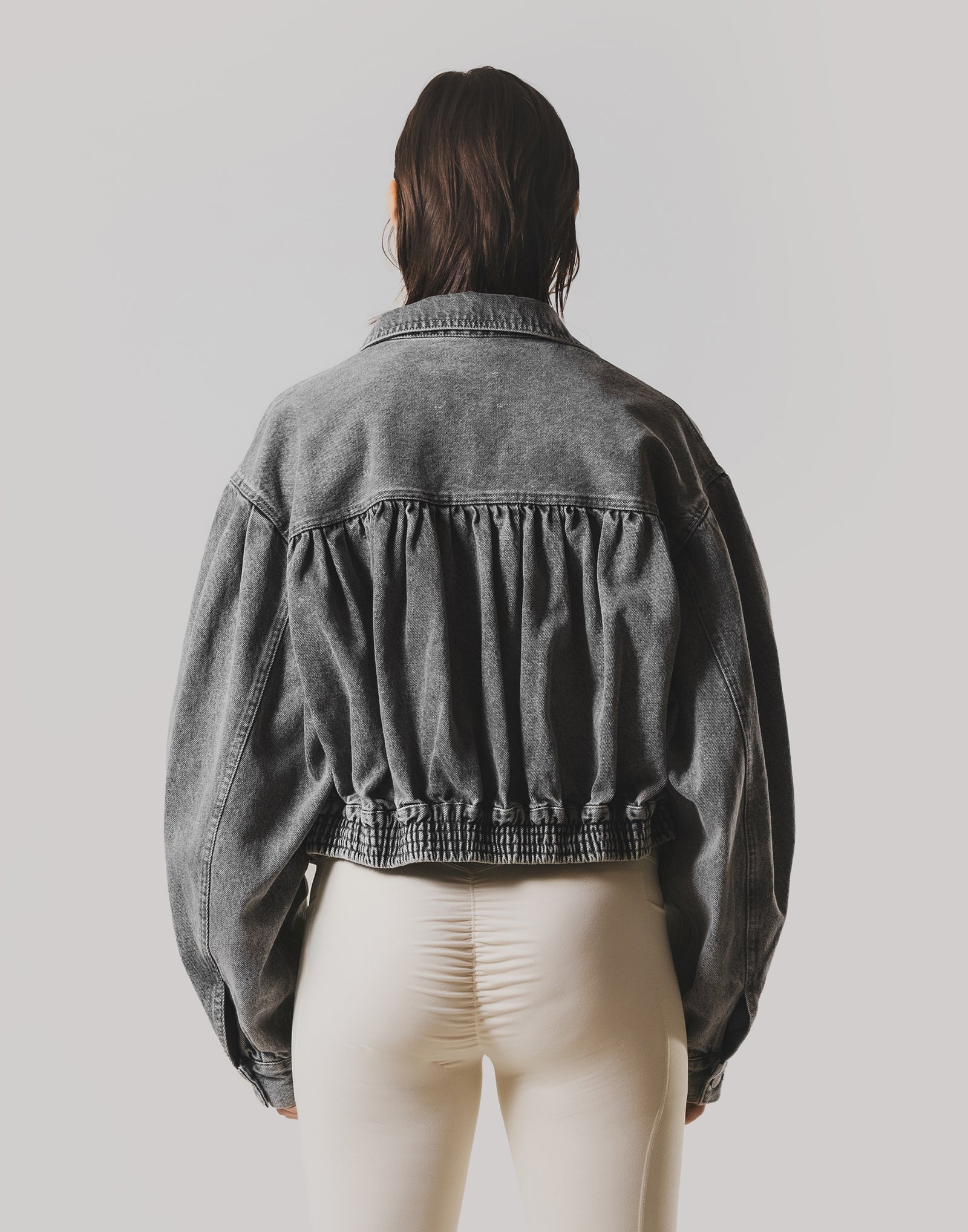 Back Gather Denim Jacket - Grey – LÝFT