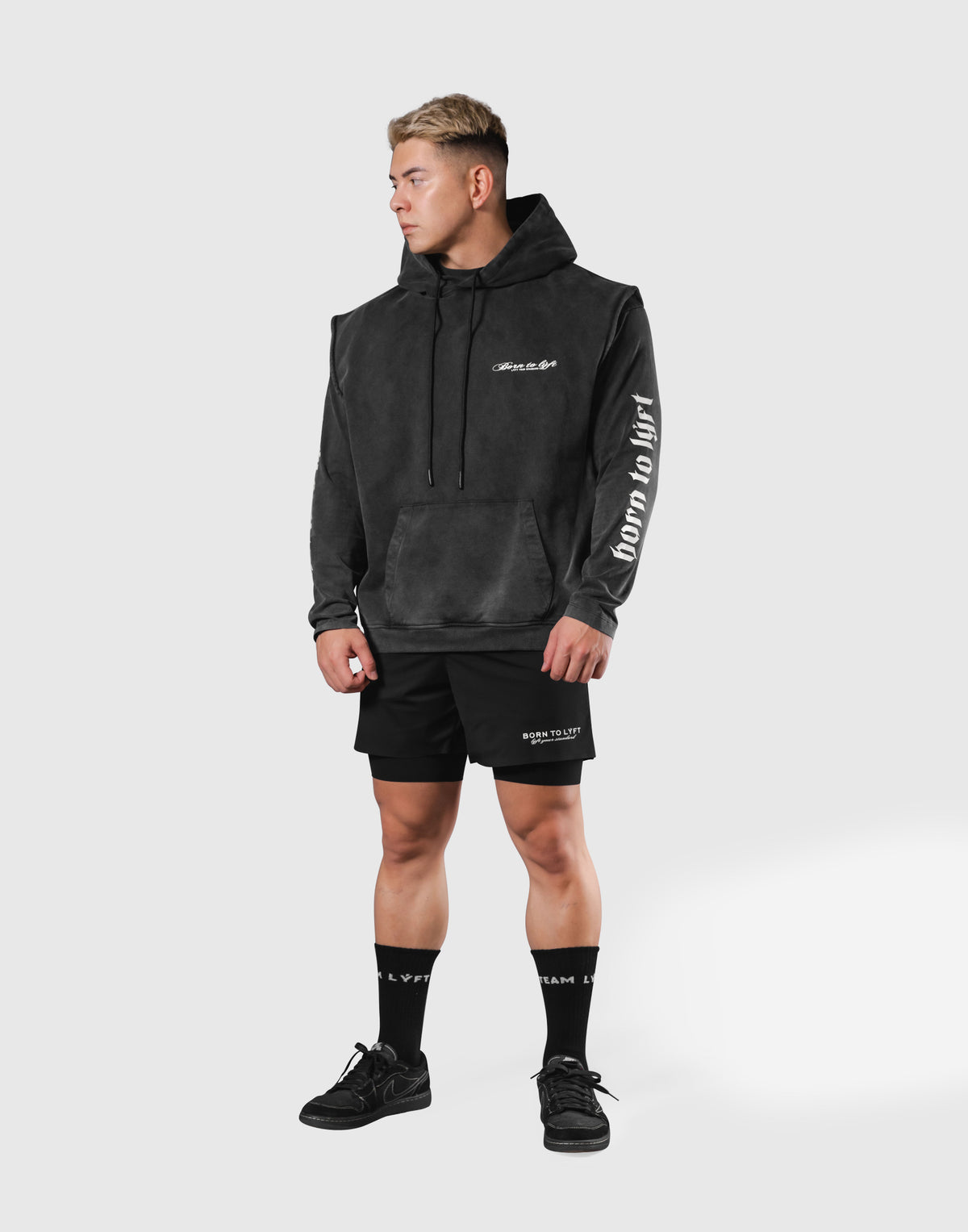 JP × UK Ring Vintage Armhole Hoodie - Black