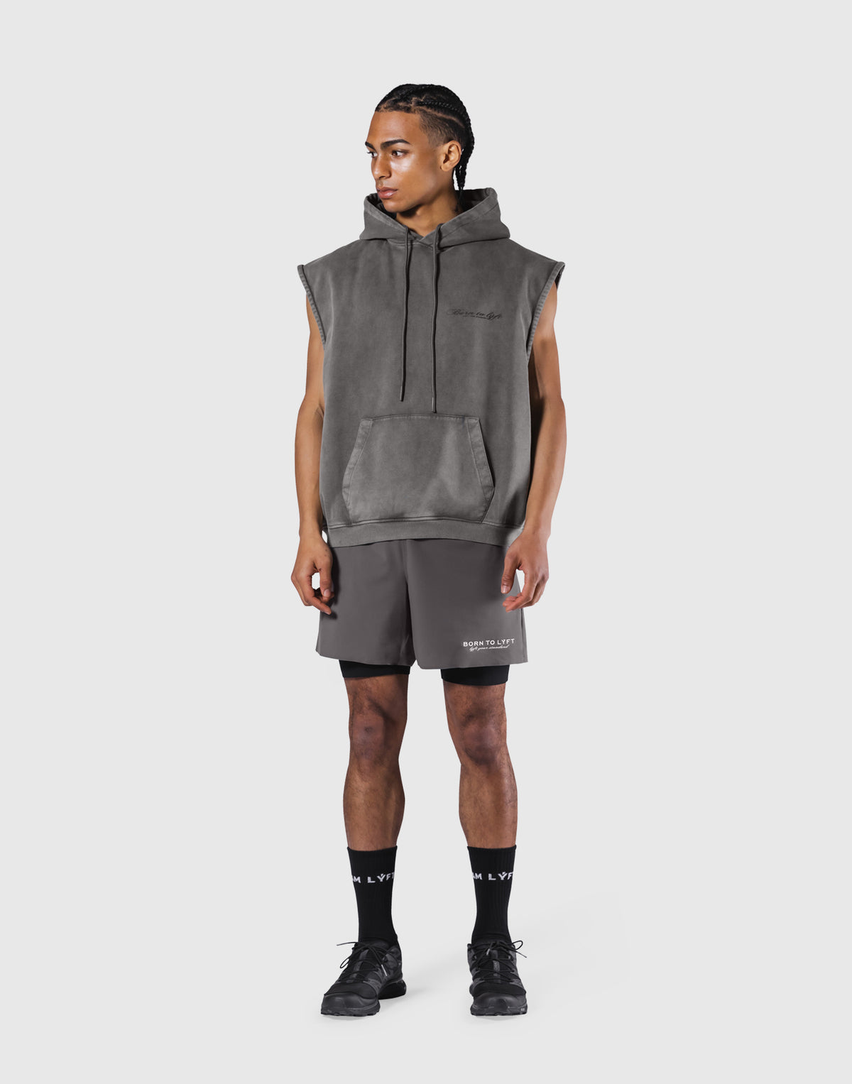 JP × UK Ring Vintage Armhole Hoodie - Grey