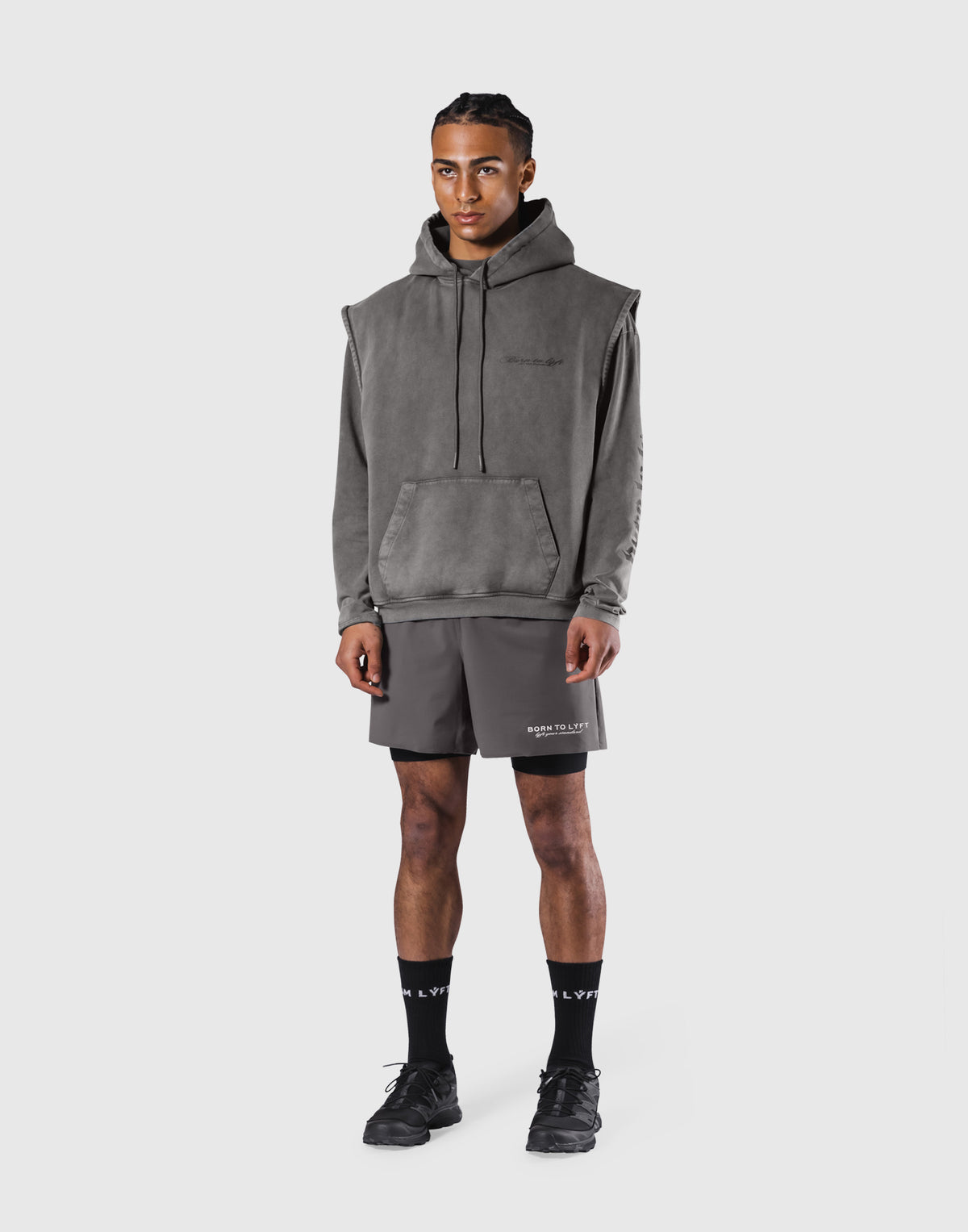 JP × UK Ring Vintage Armhole Hoodie - Grey