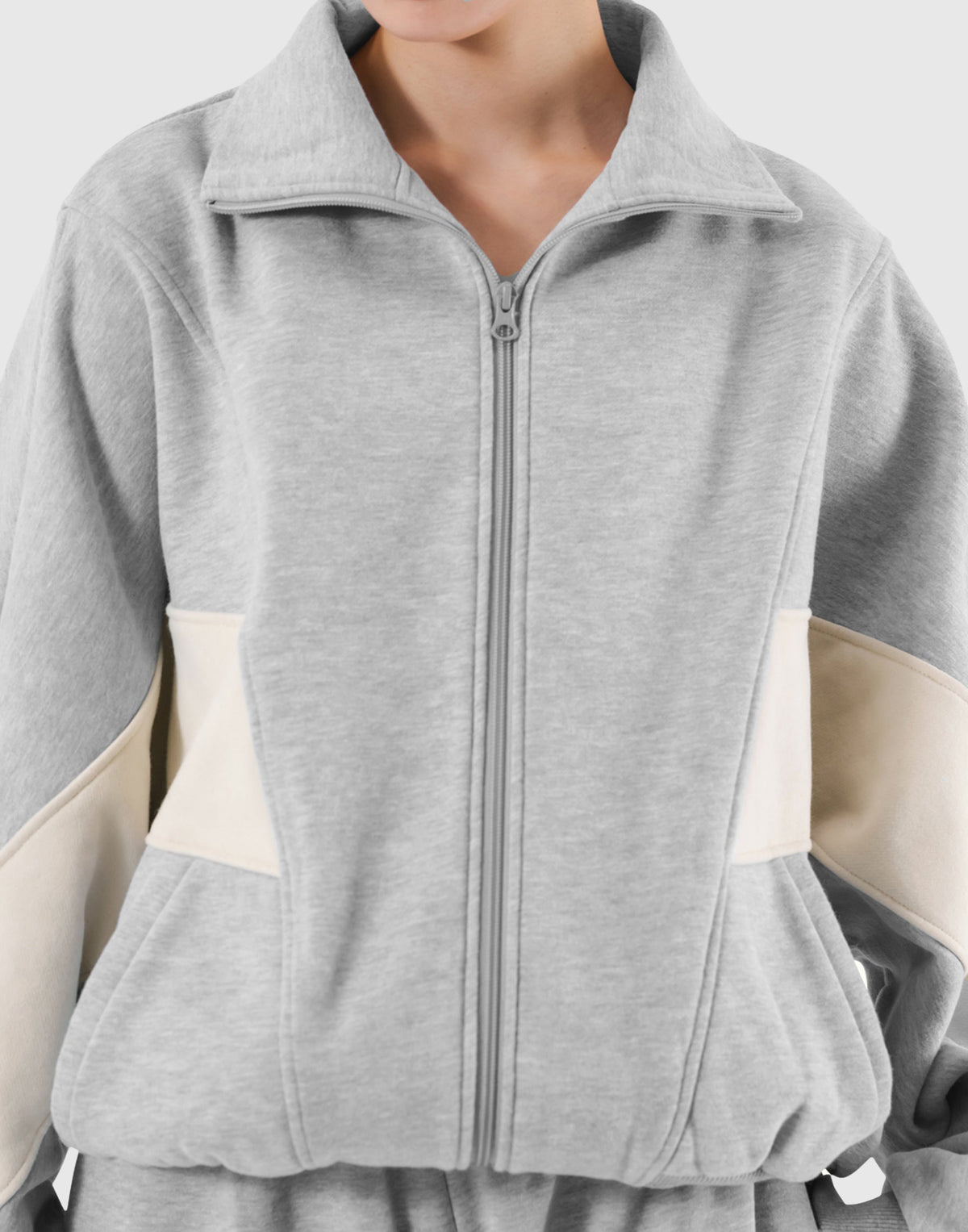 Loose Fit Zip Up Sweat Jacket 2 - Grey