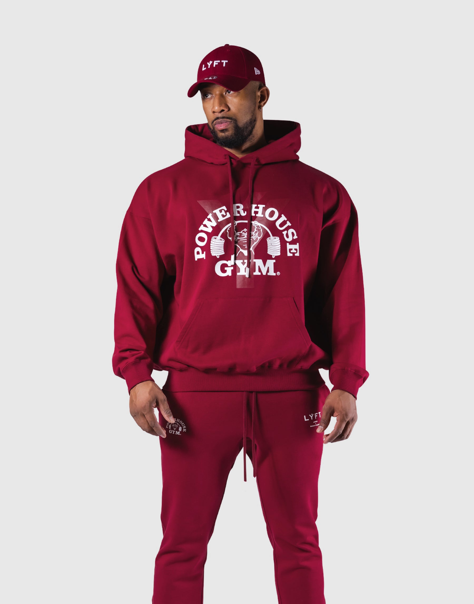 LÝFT ×PowerHouseGym Vintage Sweat Hoodie LÝFT × Power House Gym Oversized Sweat Hoodie - Red