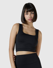 Square Neck Sports Bratop - Black