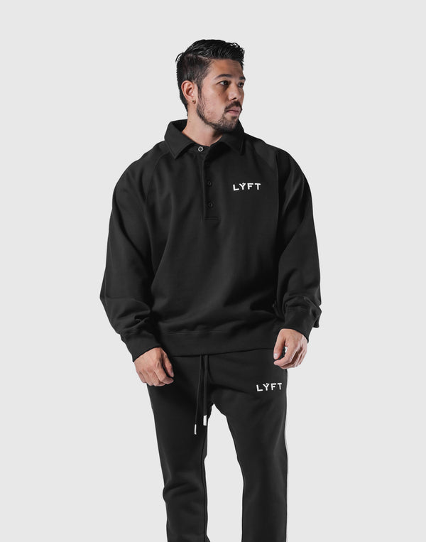 18 Logo Sweat Polo Shirt - Black – LÝFT