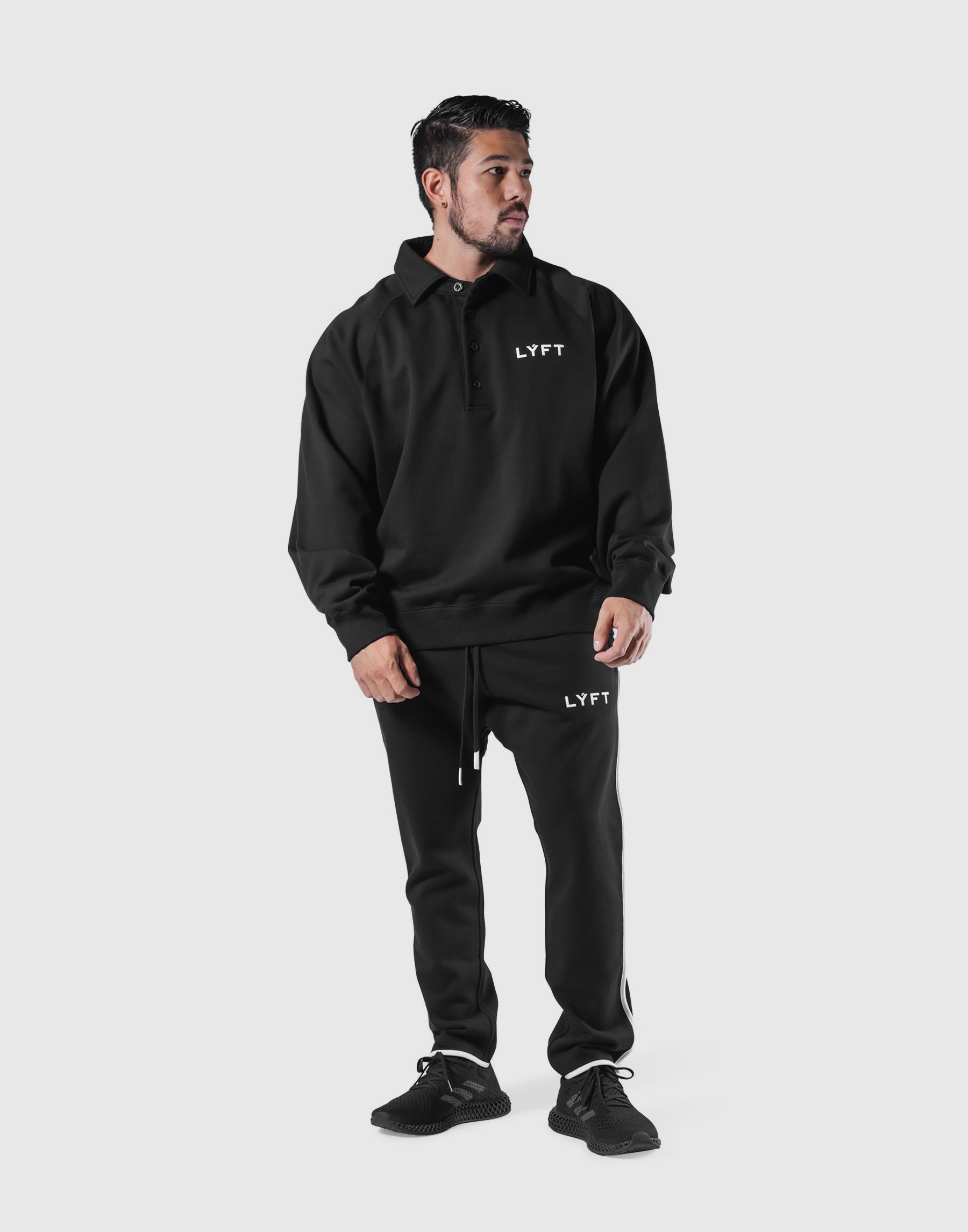 18 Logo Sweat Polo Shirt - Black – LÝFT