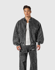 Vintage Sweat Bomber Jacket - Black