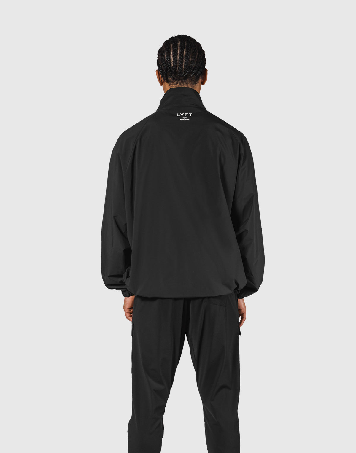 Basic Nylon Zip Up Jacket - Black