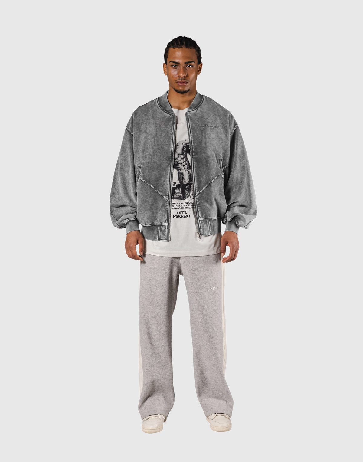Vintage Sweat Bomber Jacket - Grey