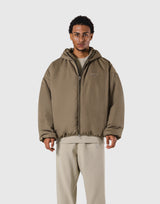 Oversize Hooded Puffer Jacket - Beige
