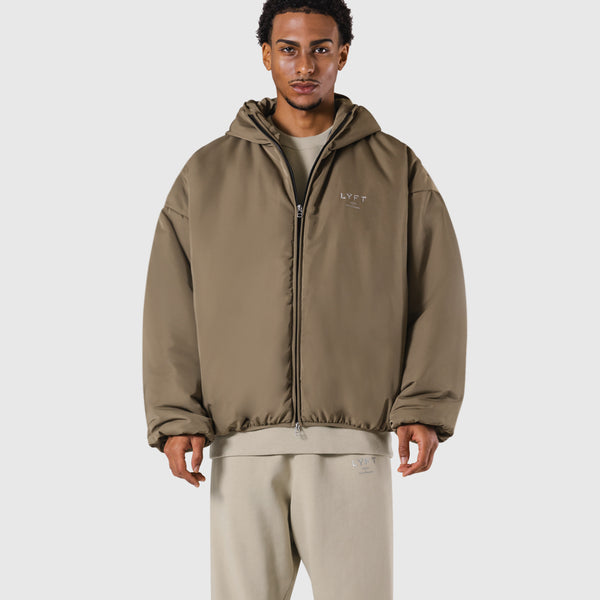 Oversize Hooded Puffer Jacket - Beige – LÝFT
