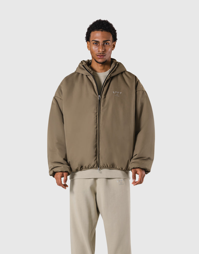 LYFT ナイロンジャケット Mサイズ ブラウンネイビー/ベージュ セットアップ Oversize Hooded Puffer Jacket - Beige – LÝFT