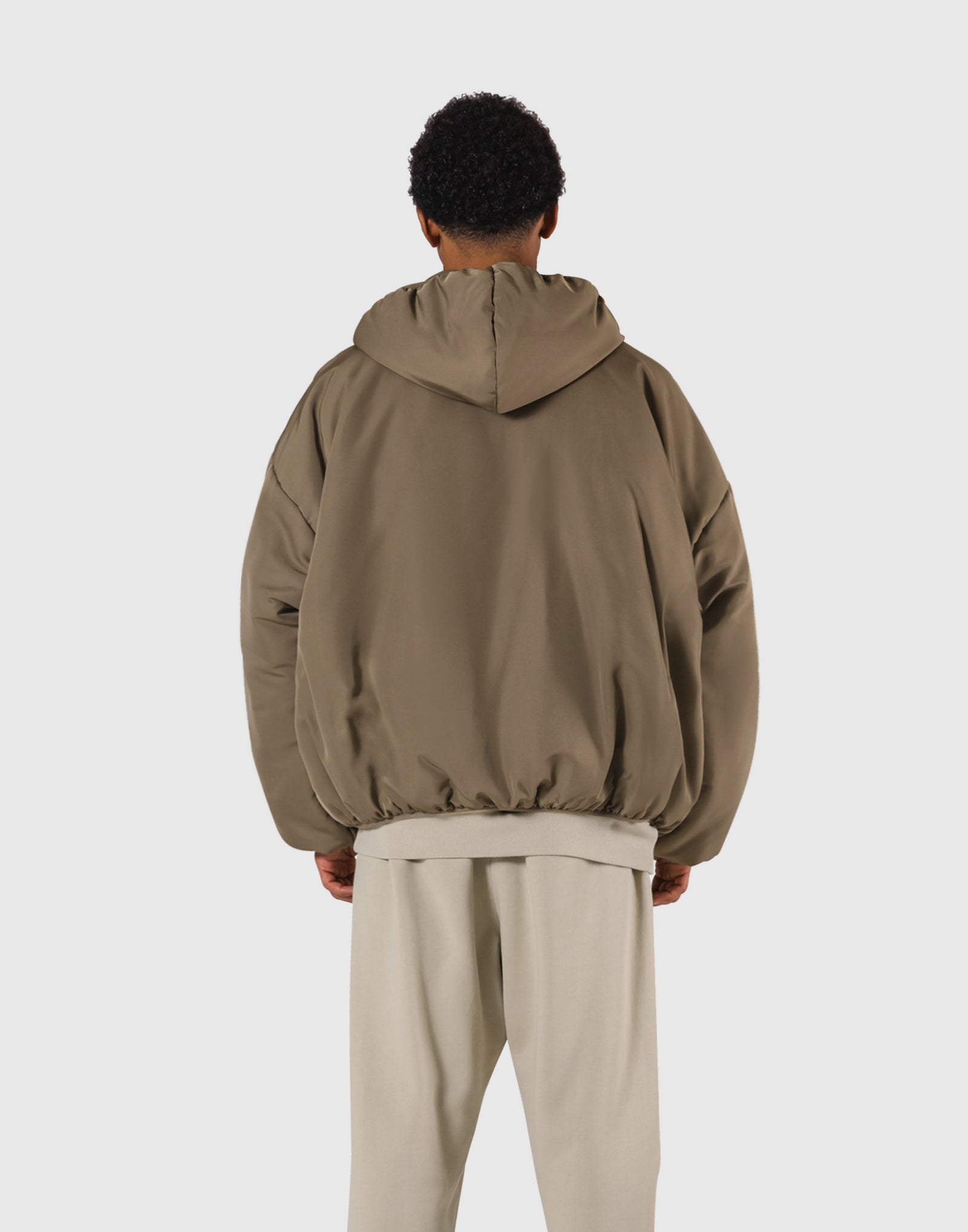Oversize Hooded Puffer Jacket - Beige – LÝFT