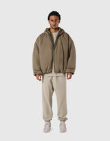 Oversize Hooded Puffer Jacket - Beige