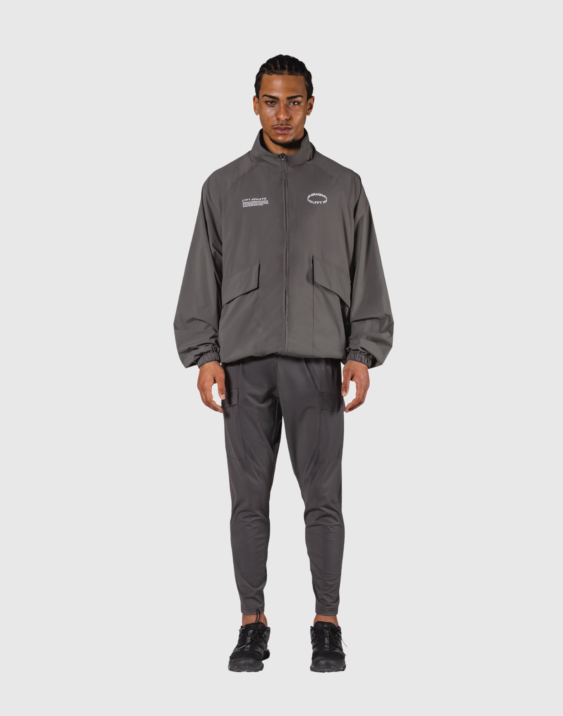 Basic Nylon Zip Up Jacket - D.Grey – LÝFT