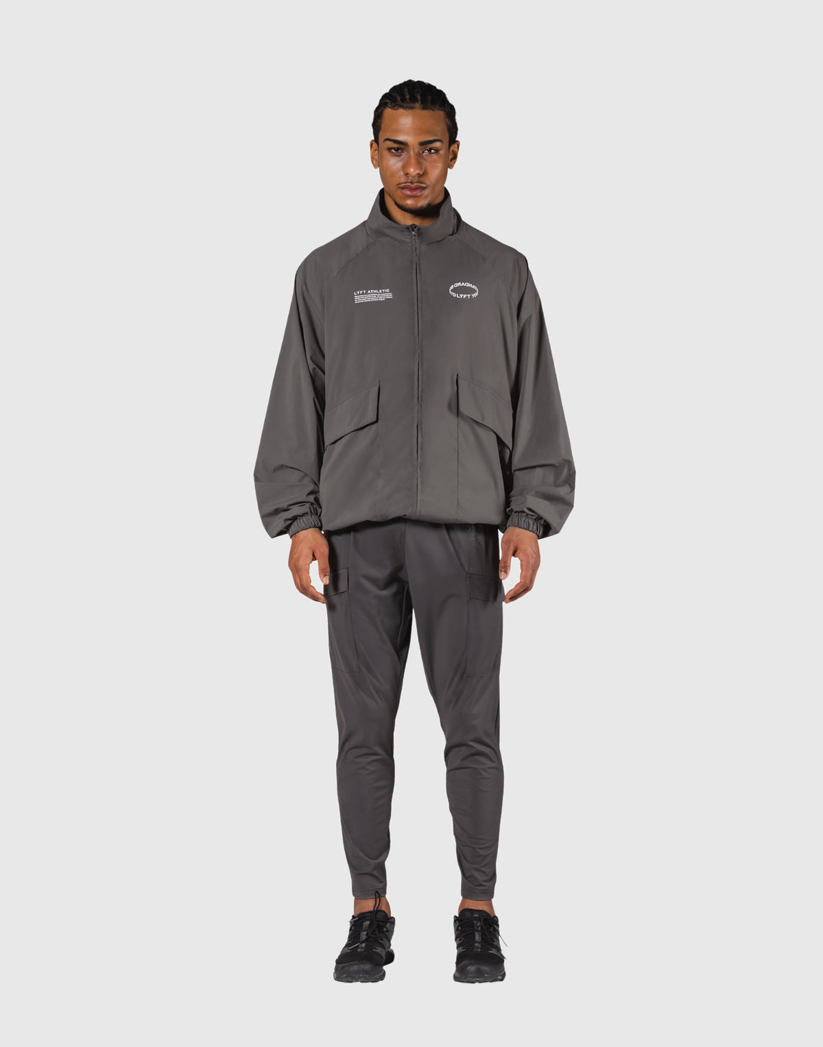 Basic Nylon Zip Up Jacket - D.Grey