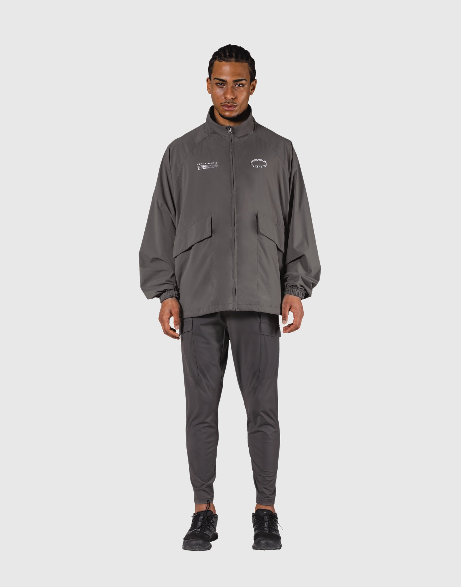 Basic Nylon Zip Up Jacket - D.Grey – LÝFT