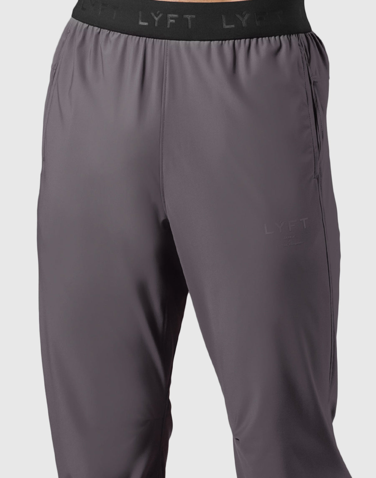 Logo Rib Stretch Slim Straight Pants - D.Grey