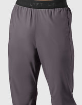 Logo Rib Stretch Slim Straight Pants - D.Grey