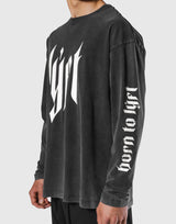 Born To LÝFT Vintage Graphic Big Long T-Shirt - Black