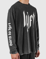 Born To LÝFT Vintage Graphic Big Long T-Shirt - Black