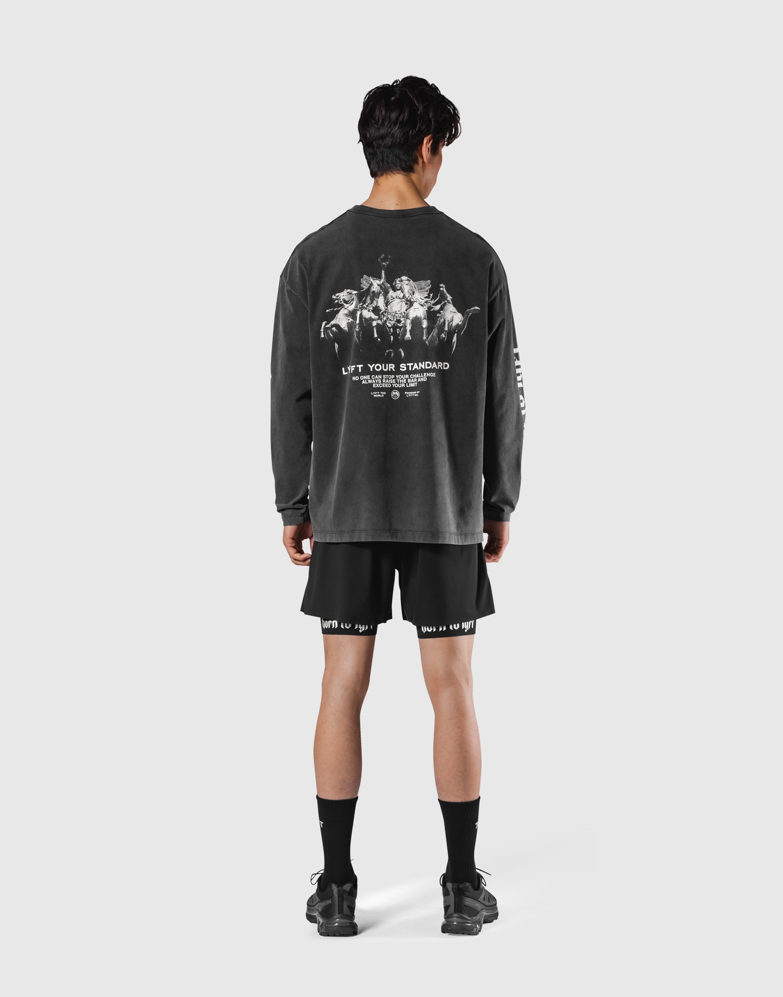 【完売品】 LYFT THERMAL LONG T-SHIRT M ブラック Born To LÝFT Vintage Graphic Big Long T-Shirt - Black