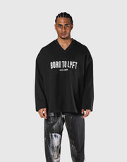 Oversize V-Neck Sweat Shirt - Black