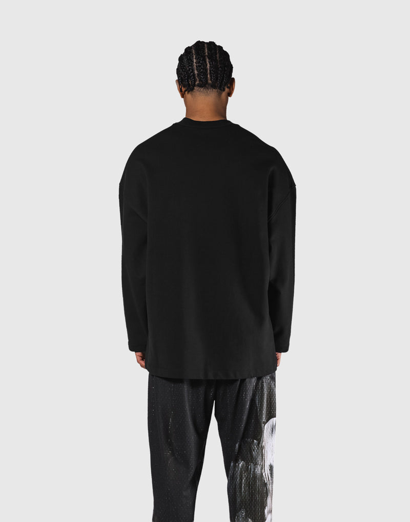 Oversize V-Neck Sweat Shirt - Black – LÝFT
