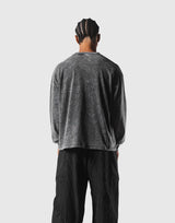 Herculean Graphic Vintage Long Sleeve Big T-Shirt - Black