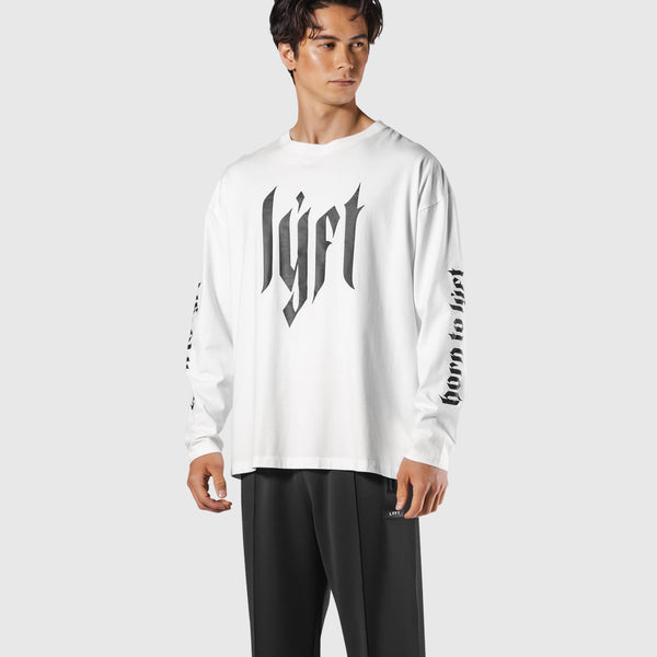 トップス LYFT VINTAGE THERMAL LONG T-SHIRT Born To LÝFT Vintage Graphic Big Long T-Shirt - White