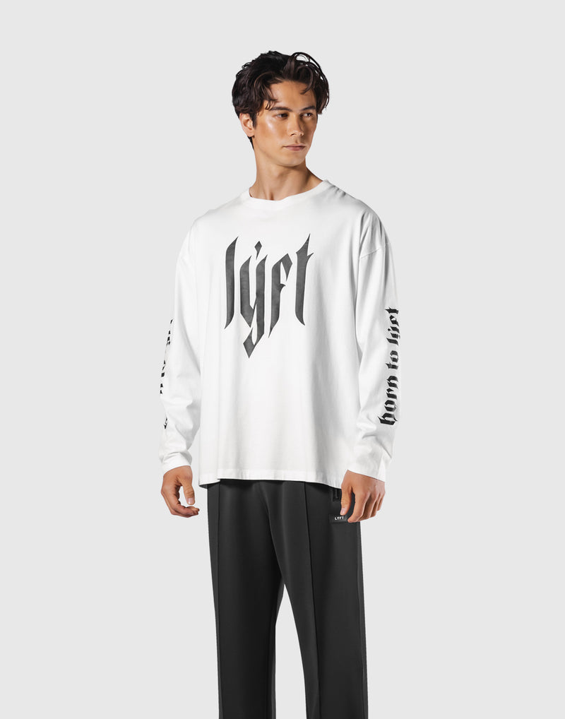 Born To LÝFT Vintage Graphic Big Long T-Shirt - White