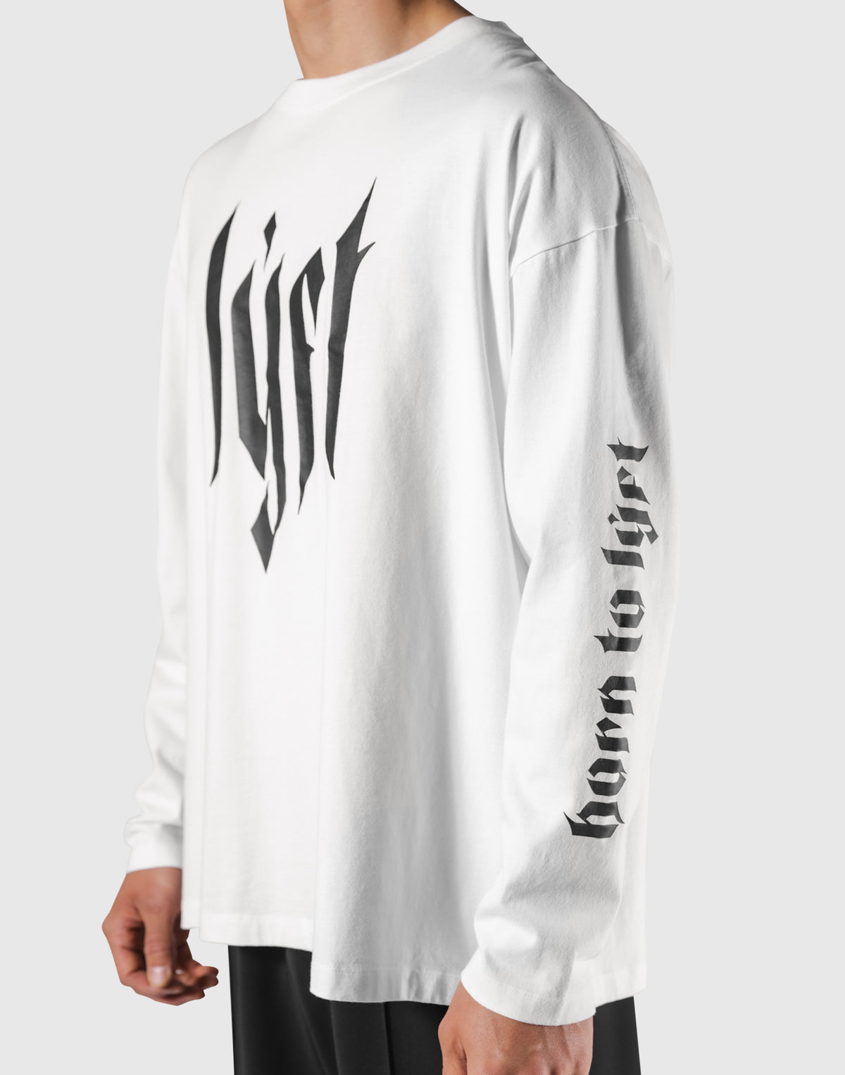 Born To LÝFT Vintage Graphic Big Long T-Shirt - White