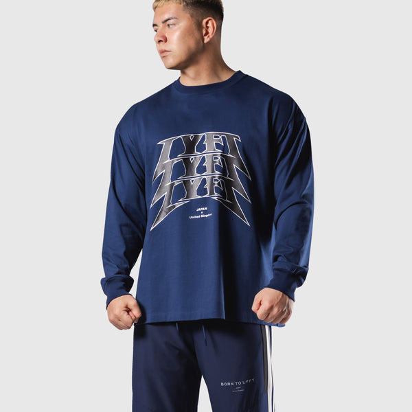 Metal Logo Big Long T-Shirt - Navy – LÝFT