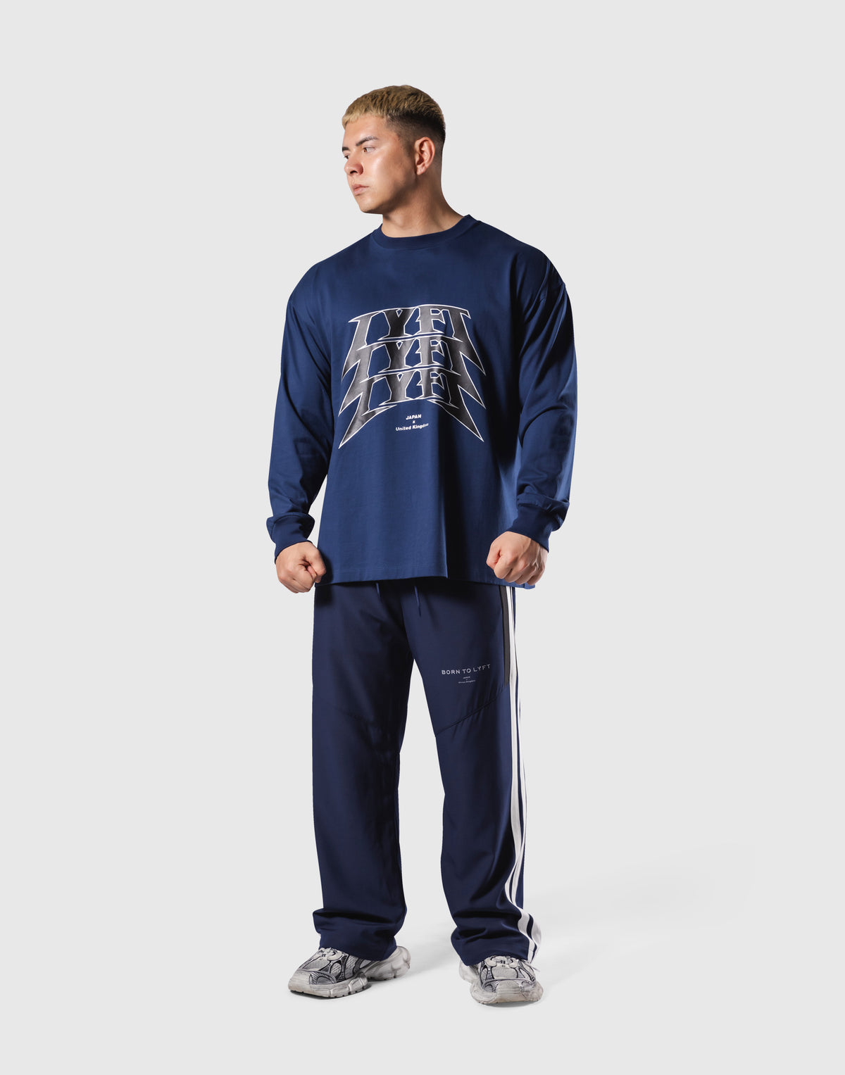 Metal Logo Big Long T-Shirt - Navy