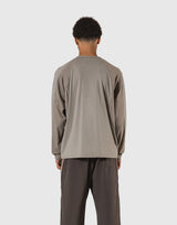 Round Pattern Waffle Nylon Stretch Long T-Shirt - Beige