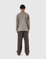Round Pattern Waffle Nylon Stretch Long T-Shirt - Beige