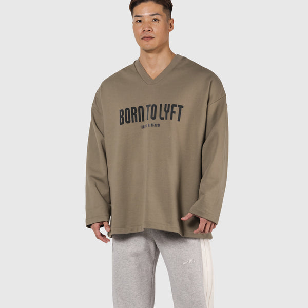 Oversize V-Neck Sweat Shirt - Beige – LÝFT