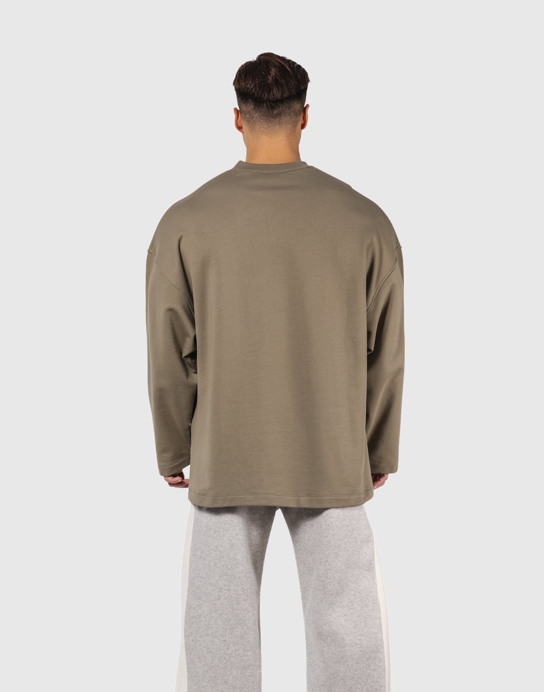 Oversize V-Neck Sweat Shirt - Beige – LÝFT