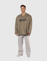 Oversize V-Neck Sweat Shirt - Beige