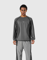 Round Pattern Waffle Nylon Stretch Long T-Shirt - D.Grey