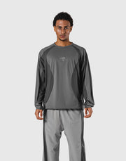 Round Pattern Waffle Nylon Stretch Long T-Shirt - D.Grey