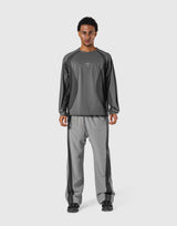 Round Pattern Waffle Nylon Stretch Long T-Shirt - D.Grey