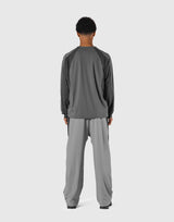 Round Pattern Waffle Nylon Stretch Long T-Shirt - D.Grey
