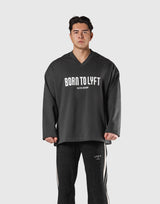 Oversize V-Neck Sweat Shirt - D.Grey