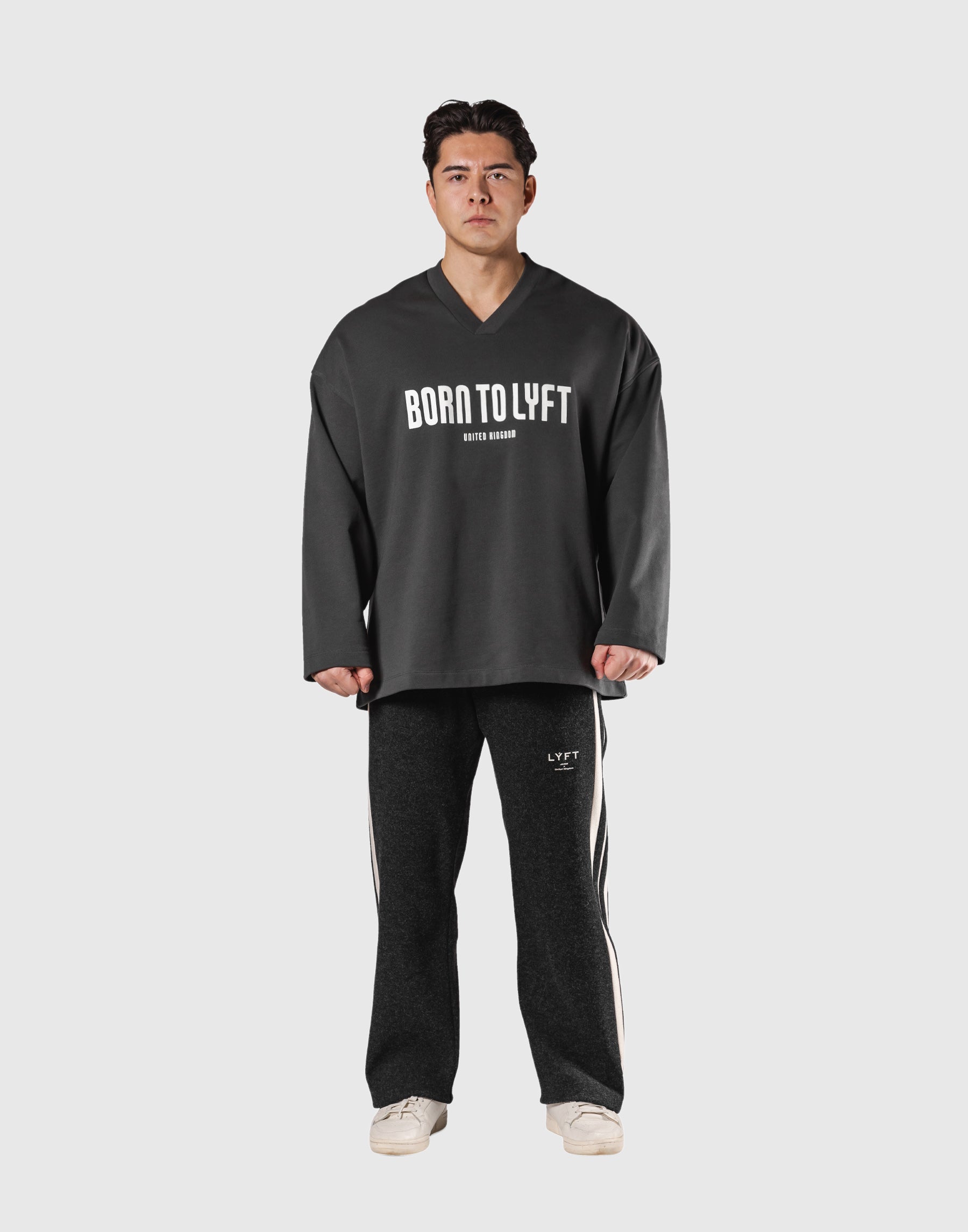 Oversize V-Neck Sweat Shirt - D.Grey – LÝFT