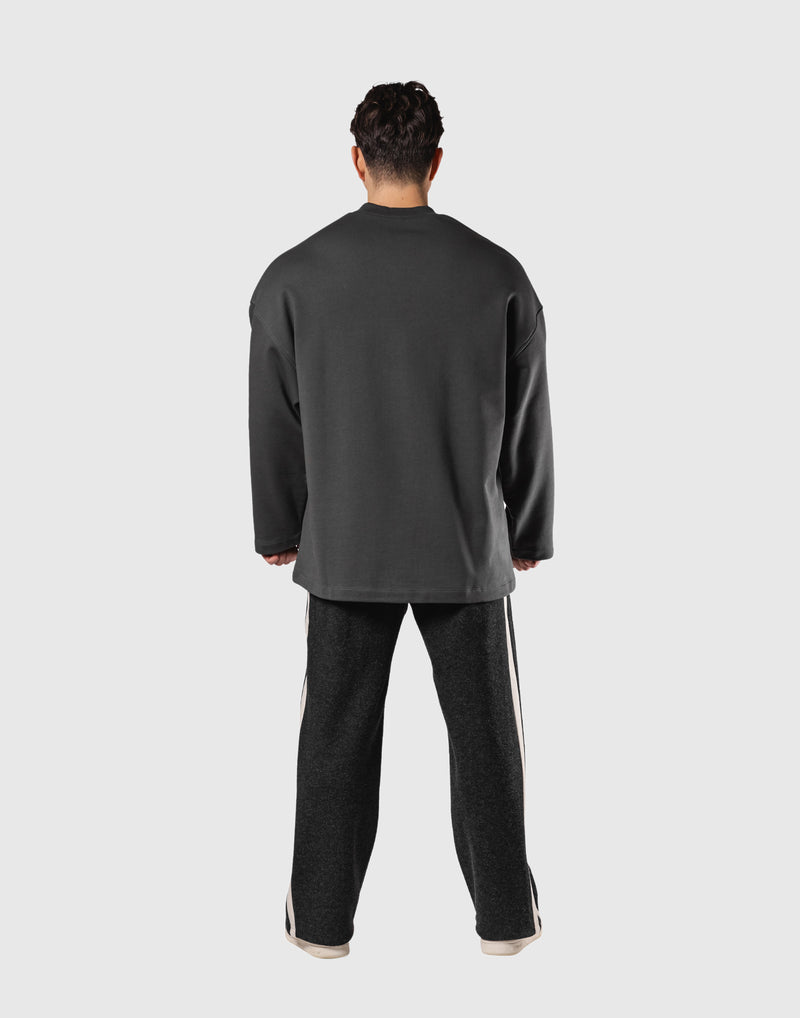 Oversize V-Neck Sweat Shirt - D.Grey – LÝFT