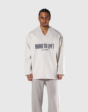 Oversize V-Neck Sweat Shirt - Ivory