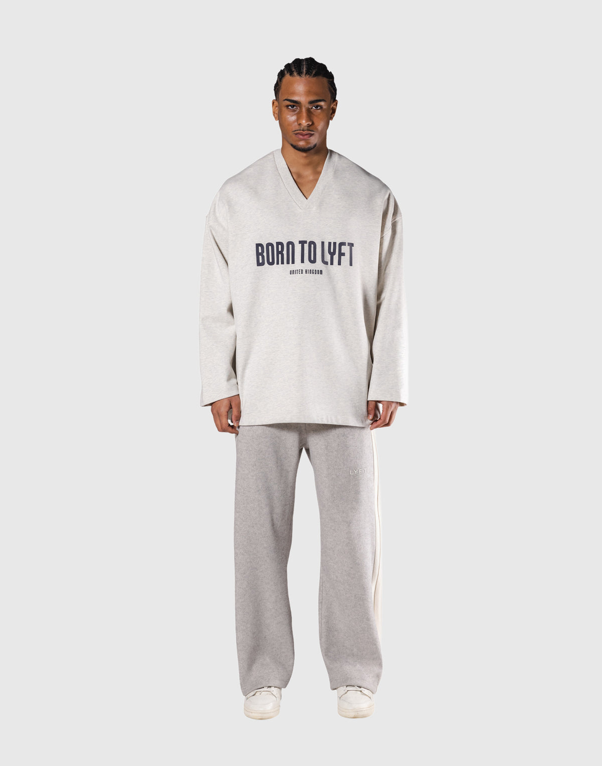 Oversized V-Neck Sweatshirt - Ivory