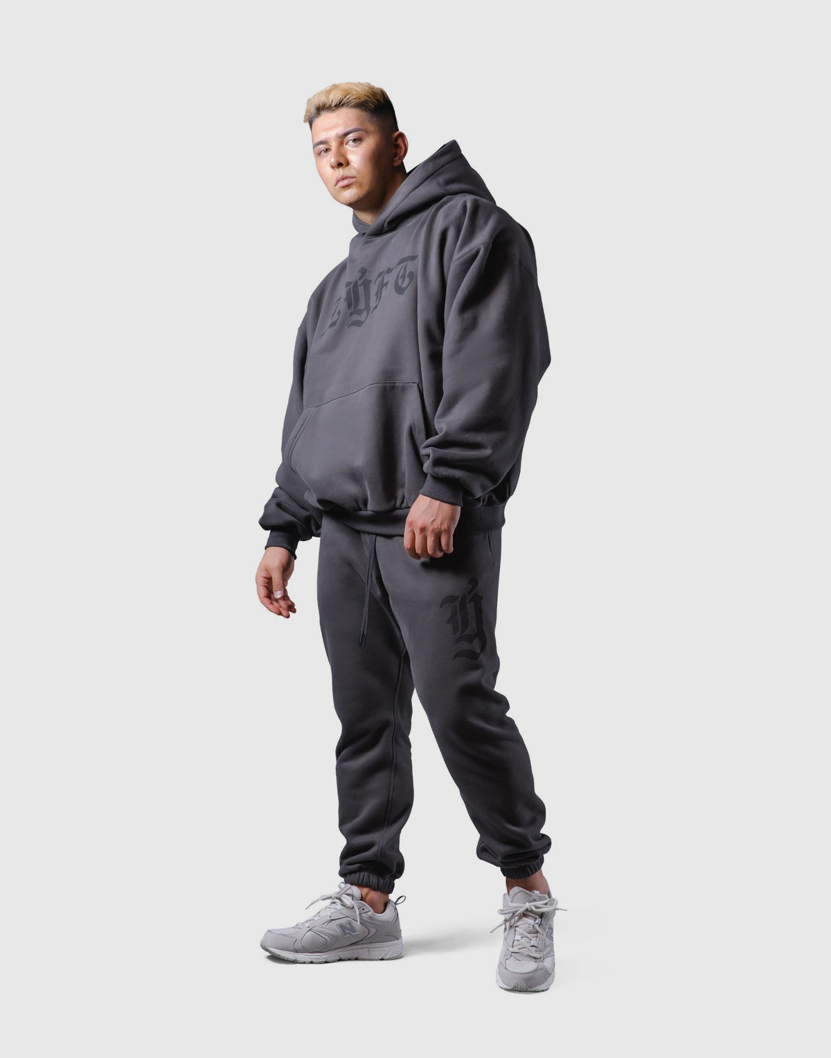 Old English Extra Wide Pullover Hoodie - Ash